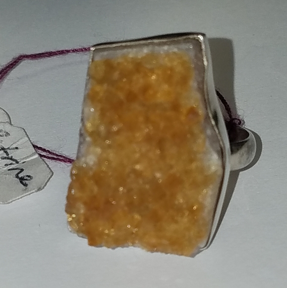 Big natural cut Citrine Ring size 9 - Picture 6 of 7